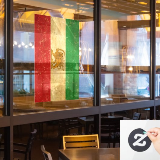 Iranische Flagge - Löwe und Sonnenschein - Flagge  Fensteraufkleber (Restaurantfenster)