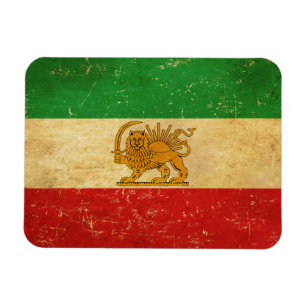 Iranische Flagge - Löwe und Sonnenschein - Flagge  Magnet