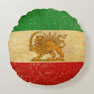 Iranische Flagge - Löwe und Sonnenschein - Flagge Rundes Kissen