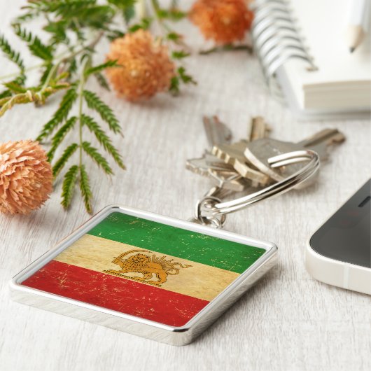 Iranische Flagge - Löwe und Sonnenschein - Flagge  Schlüsselanhänger (Seite)