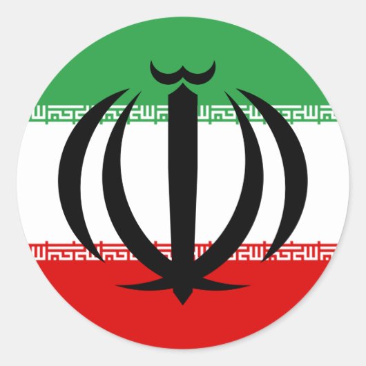 Iranische Flagge und Nationallogo, Flagge des Iran Runder Aufkleber (Vorderseite)