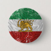 Iranische Flaggengrunge mit Löwe Button (Vorderseite)