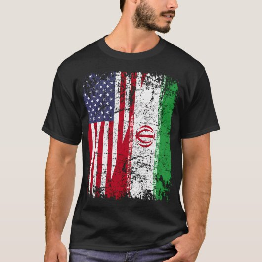 Iranische Roots Halbe amerikanische Flagge US Iran T-Shirt (Vorderseite)