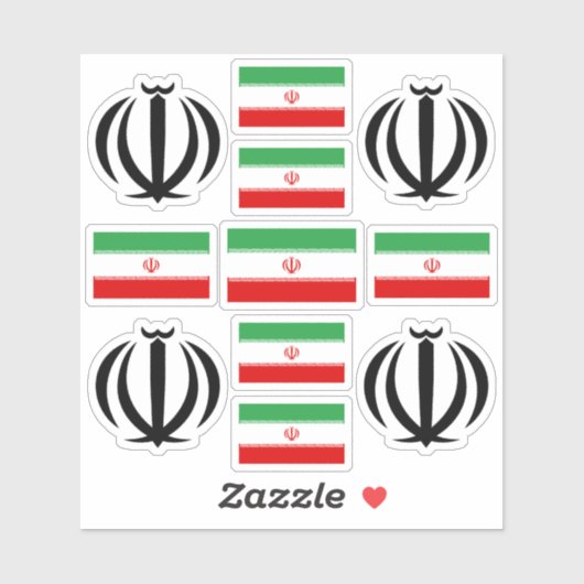Iranische Staatssymbole/Embleme und Flagge Aufkleber (Blatt)