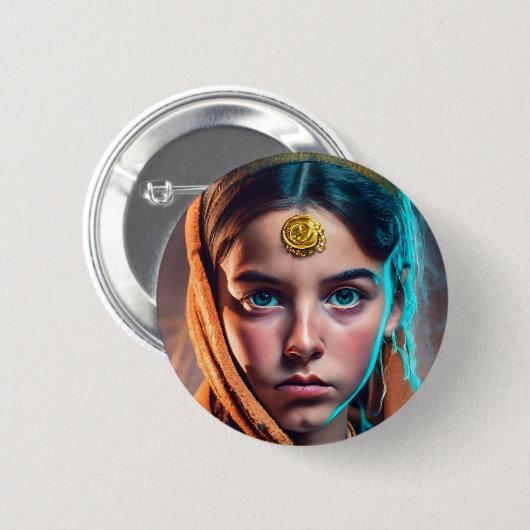 Iranisches Mädchen Button (Vorne & Hinten)