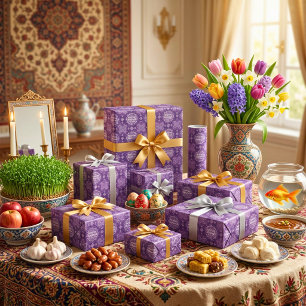 Iranisches Neujahrs- und Nowruz-Geburtstagsfeier E Geschenkpapier