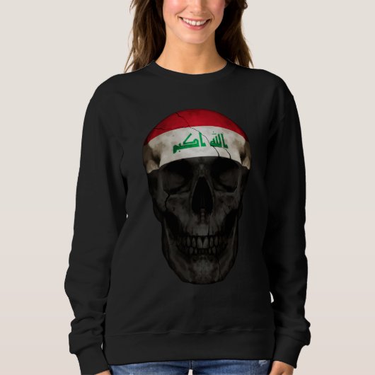Iraq Flag Skull Iraqi Roots Proud Patriotic Sweatshirt (Vorderseite)