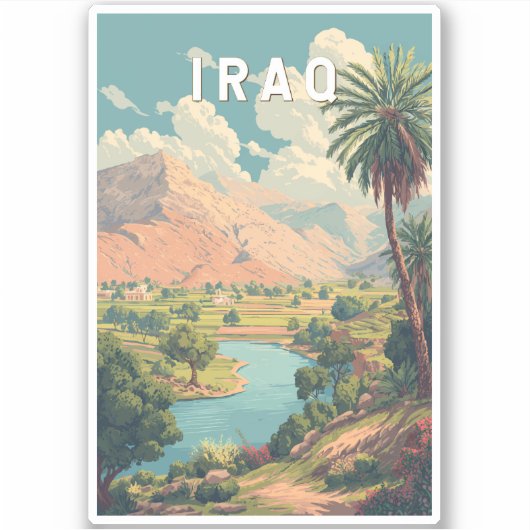 Iraq Illustration Travel Art Vintage Aufkleber (Vorderseite)