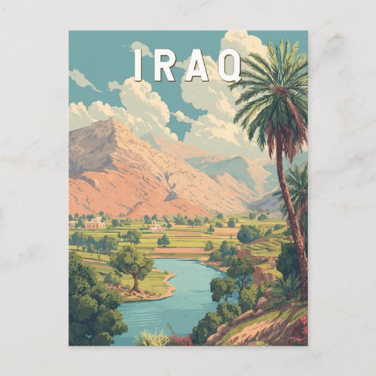 Iraq Illustration Travel Art Vintage Postkarte (Vorderseite)