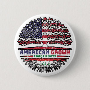 Iraqi US American United States Tree Button