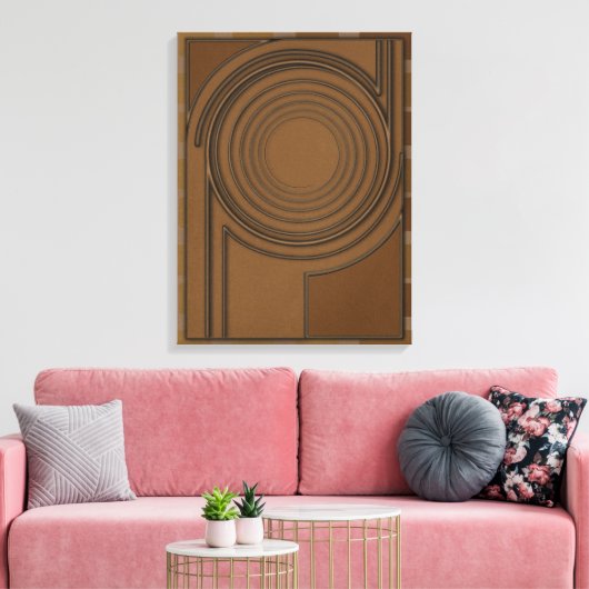 Irdischer Wirbel: Moderne 3D-minimalistische Boho- Leinwanddruck (Insitu (Wohnzimmer))
