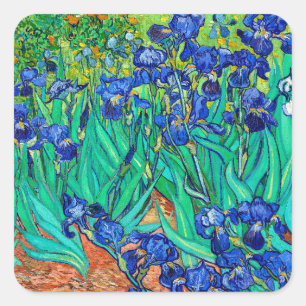 Ire (1889) Botanische Kunst Van Gogh Retro Floral Quadratischer Aufkleber