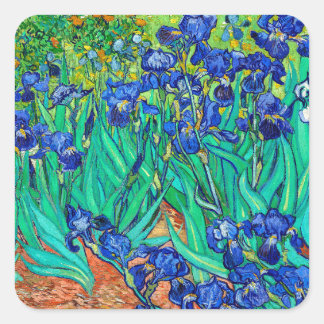 Ire (1889) Botanische Kunst Van Gogh Retro Floral Quadratischer Aufkleber