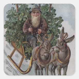 Ire Driving Sleigh of Kleeblatts Quadratischer Aufkleber
