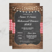 IRehearsal Dinner GRILLEN Roter Karo Einladung Cha (Vorne/Hinten)