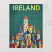 Ireland Castle Colorful Retro Travel Postkarte (Vorderseite)