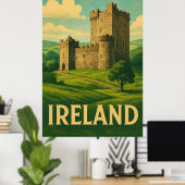 Ireland Castle Travel – Vintage Style Irish Poster (Heimbüro)