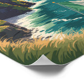 Ireland Cliffs of Moher Illustration Travel Art Poster (Ecke)