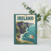 Ireland Cliffs of Moher Illustration Travel Art Postkarte (Stehend Vorderseite)