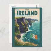 Ireland Cliffs of Moher Illustration Travel Art Postkarte (Vorne/Hinten)