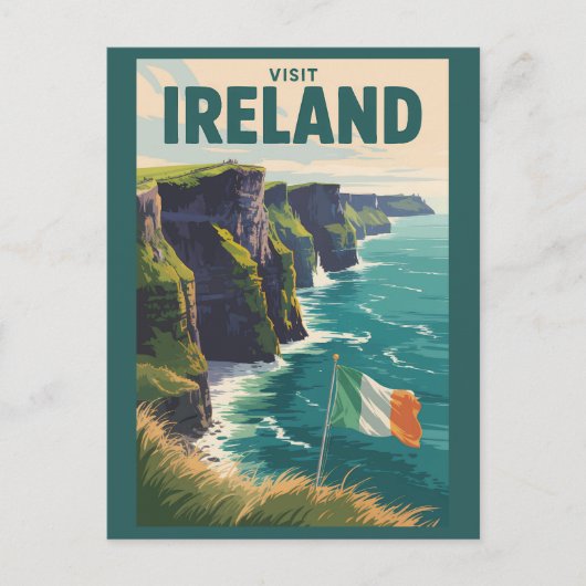Ireland Cliffs of Moher Illustration Travel Art Postkarte (Vorderseite)