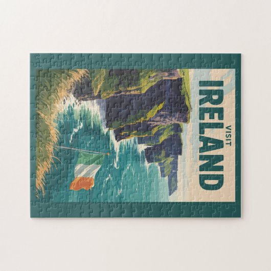 Ireland Cliffs of Moher Illustration Travel Art Puzzle (Horizontal)