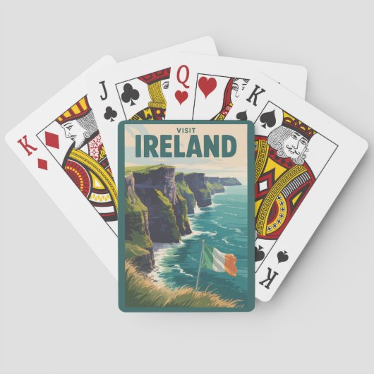 Ireland Cliffs of Moher Illustration Travel Art Spielkarten (Rückseite)