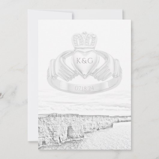 Ireland Cliffs of Moher & Irish Claddagh Ring Invi Einladung (Rückseite)