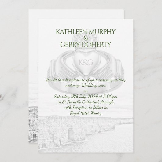 Ireland Cliffs of Moher & Irish Claddagh Ring Invi Einladung (Vorne/Hinten)