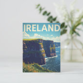 Ireland Cliffs of Moher Vintage Travel Postkarte (Stehend Vorderseite)