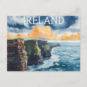 Ireland Cliffs of Moher Vintage Travel Postkarte