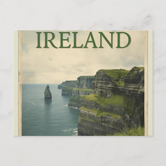 Ireland Cliffs of Moher Vintage Travel Postkarte (Vorderseite)