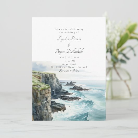 Ireland Cliffs of Moher Wedding Invitation Einladung (Stehend Vorderseite)