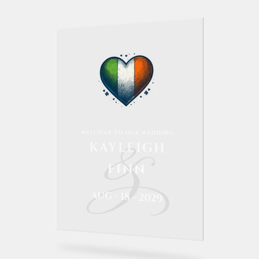 Ireland Couple Heart Wedding Welcome Acrylschild (Winkel)