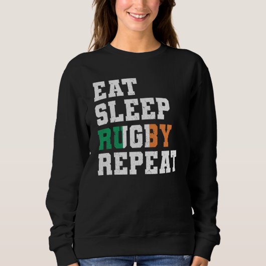 Ireland Eat Sleep Rugby Repeat Irish Pride Sweatshirt (Vorderseite)