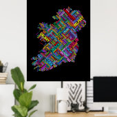Ireland Eire City Text Map Poster (Heimbüro)