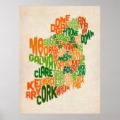 Ireland Eire Landkreis Text Karte Poster (Vorne)