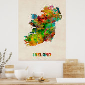 Ireland Eire Watercolor Map Poster (Küche)
