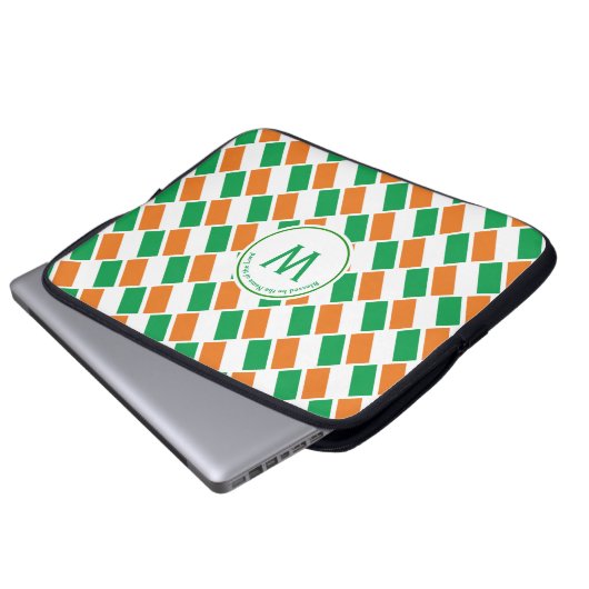IRELAND FLAG Gewohnte Schrift Stilvolle IRISH Laptopschutzhülle (Vorne Knopf)