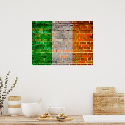 Ireland flag on a brick wall poster (Küche)