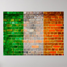 Ireland flag on a brick wall poster