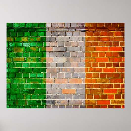 Ireland flag on a brick wall poster (Vorne)