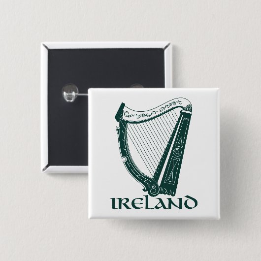 Ireland Harp Design, Irish Harp Button (Vorne & Hinten)
