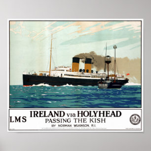 Ireland Holyhead Restured Vintage Travel Poster