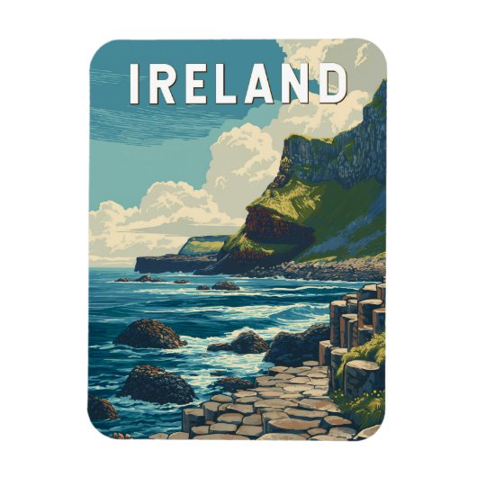 Ireland Illustration Travel Art Vintage Magnet (Vertikal)