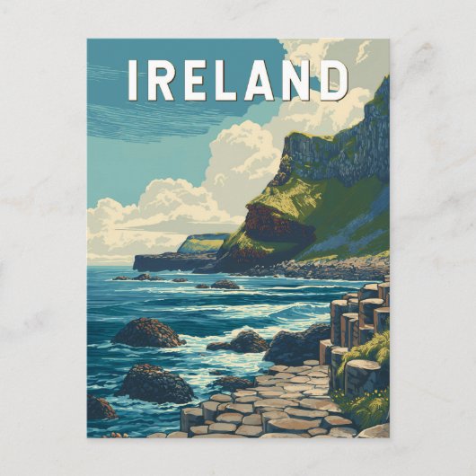 Ireland Illustration Travel Art Vintage Postkarte (Vorderseite)
