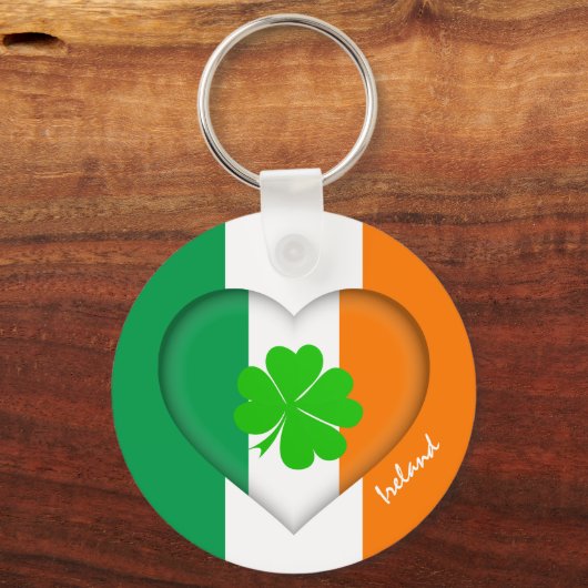 Ireland & Irish Heart, Flag lucky clover /shamrock Schlüsselanhänger (Vorderseite)