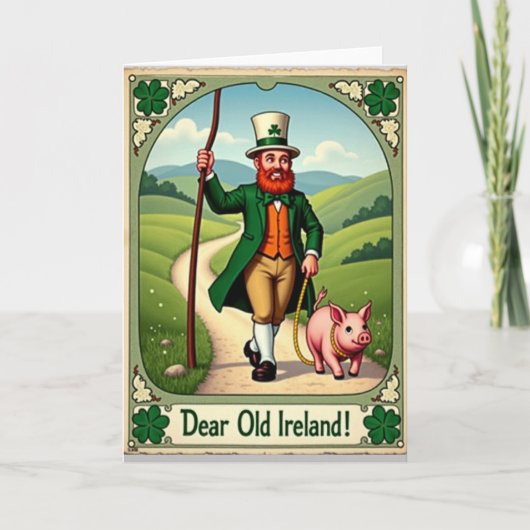 Ireland Man And Pig Fun Day Card Karte (Vorderseite)