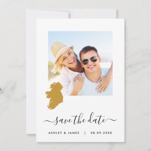 Ireland Map Foto Wedding Save the Date Card (Vorderseite)