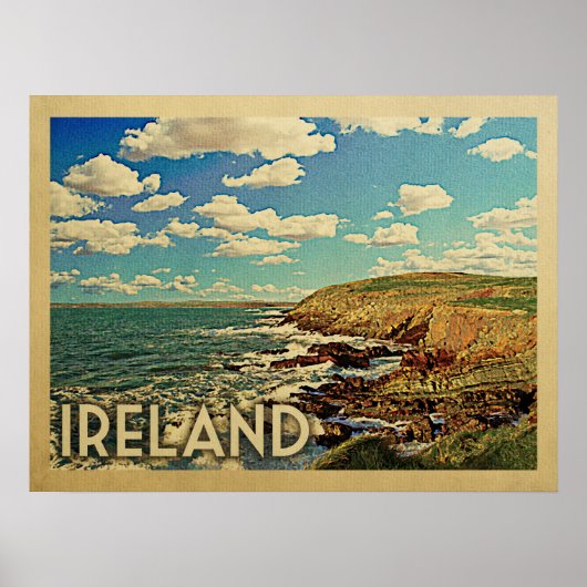 Ireland Ocean Cliffs Vintage Travel Poster (Vorne)